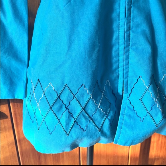 Vintage 1960's/70's Teal Blue Embroidered Jacket, Extra Small/Small - Picture 5 of 8